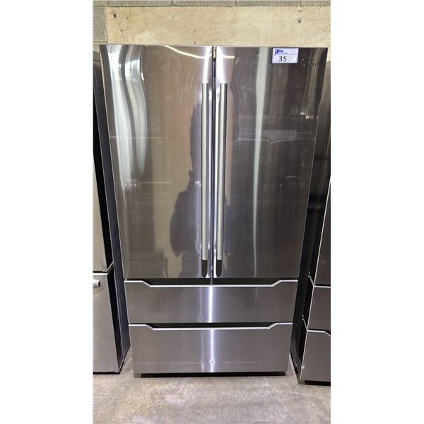 MIDEA 36"W STAINLESS STEEL FRENCH DOOR REFRIGERATOR WITH 2 BOTTOM FREEZER DRAWERS