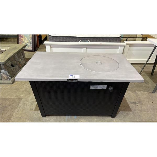 LEGACY HEATING METAL RECTANGULAR PATIO PROPANE FIRE PIT 46.5" X 26.5" X 26"