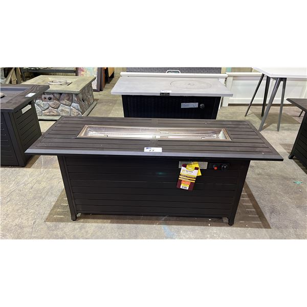 BETTER HOMES & GARDENS CARTER HILLS METAL RECTAUNGLAR PATIO PROPANE FIRE PIT 56" X 21.5" X 24" (NO