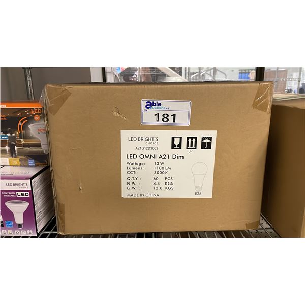 CASE OF 60 YIGEDA LED OMNI A21 DIM E26 LIGHTS 3000K