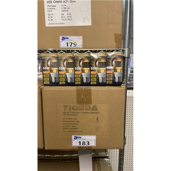 CASE OF 80 YIGEDA A60 50W LED FILAMENT DIMMABLE E26 LIGHTS WARM WHITE
