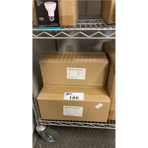 3 CASES OF 10 LED A21 DIMMABLE LIGHTS 3000K