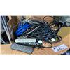 Image 2 : SHELF OF CABLES, REMOTES, WIFI ROUTER, WIRELESS MICROPHONE RECEIVER & MORE