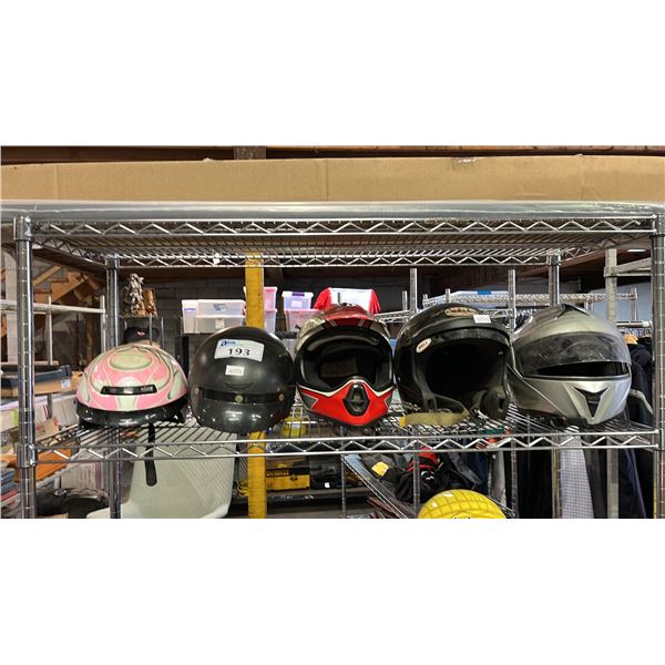 5 ASSORTED MOTORCYCLE HELMETS