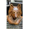 Image 1 : CARVED WOOD WOLF'S HEAD SCULPTURE BY BEN HEMARA 2022 (APPROX. 20"T X 15"W X 15"D)