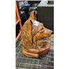 Image 2 : CARVED WOOD WOLF'S HEAD SCULPTURE BY BEN HEMARA 2022 (APPROX. 20"T X 15"W X 15"D)