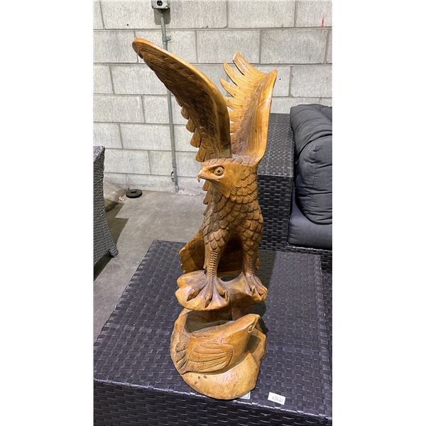 CARVED WOOD FLYING EAGLE APPROX. 29" TALL