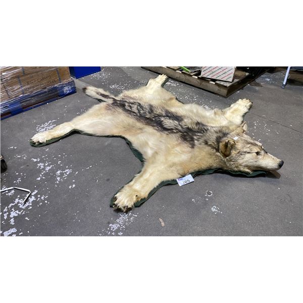 WOLF SKIN AREA RUG - 78"L X 66"W