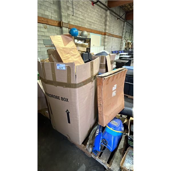 PALLET OF ASSORTED GOODS: YAHAMA MOTORCYCLE TANK, MUSIC CDS, HAIRDRESSER HEADS & MORE *MUST TAKE ALL