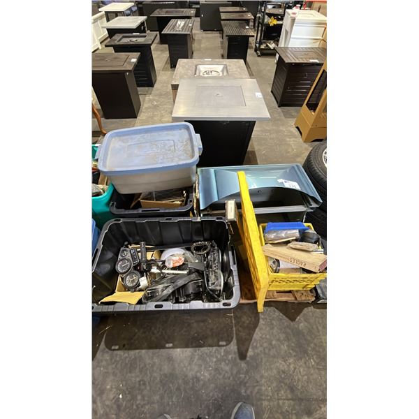 PALLET OF ASSORTED GOODS: COFFIN DISPLAY, HEADLIGHTS, ANALOGUE METER & MORE *MUST TAKE ALL