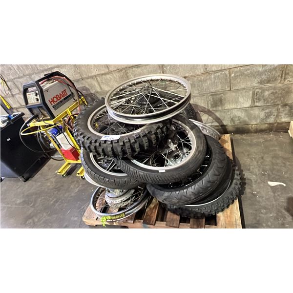 PALLET OF ASSORTED MOTORCYCLE WHEELS & RIMS *MUST TAKE ALL ON PALLET*