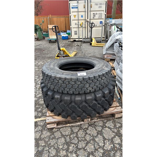 2 ASSORTED TRUCK TIRES - NO RIMS