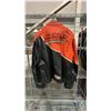 Image 2 : HARLEY DAVIDSON RACING ORANGE & BLACK LEATHER JACKET - SIZE UNKNOWN