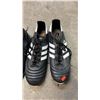 Image 1 : ADIDAS SIZE 13 CLEATS, SIZE 12 LEATHER OXFORD SHOES & TOTE OF ASSORTED FOOTWEAR