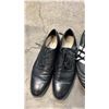 Image 2 : ADIDAS SIZE 13 CLEATS, SIZE 12 LEATHER OXFORD SHOES & TOTE OF ASSORTED FOOTWEAR