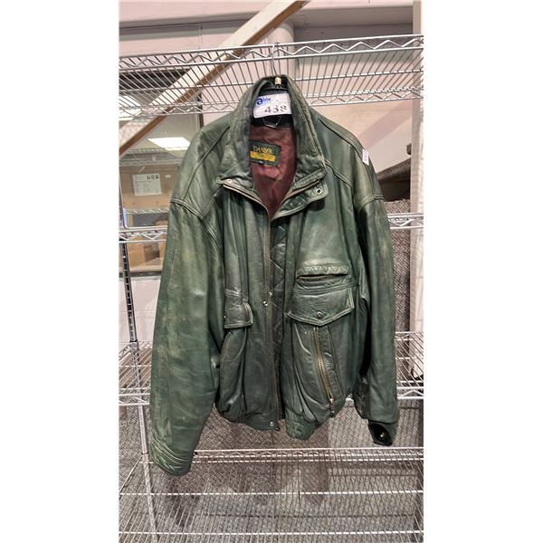 DANIER SPORT GREEN LEATHER JACKET - SIZE XL