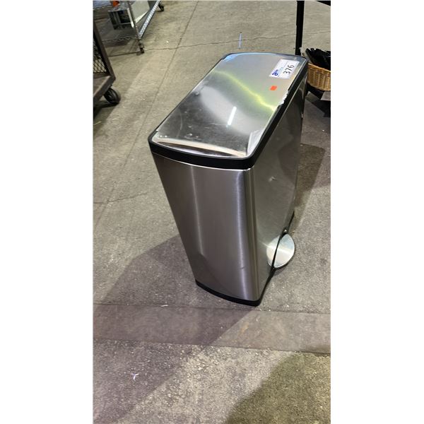 SIMPLEHUMAN STAINLESS STEEL FOOT PEDAL WASTE & RECYCLE BIN