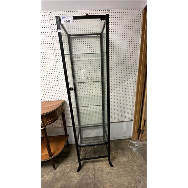 GLASS & METAL DISPLAY CABINET WITH KEYS - 71"T X 18"W X 16"D *ONE KEY IS BENT*