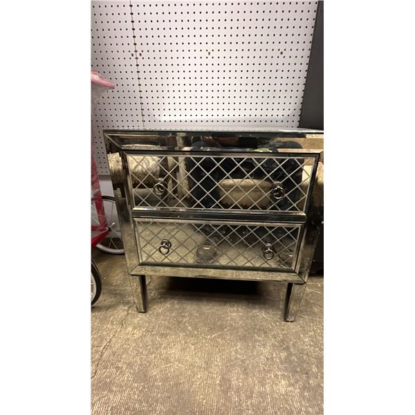 MIRRORED 2-DRAWER SIDE TABLE - 26"T X 24"W X 20"D