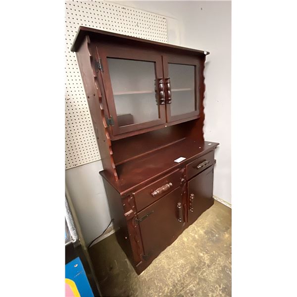 VINTAGE STORAGE CABINET WITH HUTCH - 67"T X 46.5"W X 16.5"D
