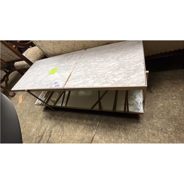 2-TIER COFEE TABLE WITH MIRROR BOTTOM - 47" W X 18"D X 17"T