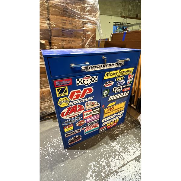 2-DOOR 1-DRAWER METAL SHOP CABINET WITH KEYS 32" X 14" X 36"