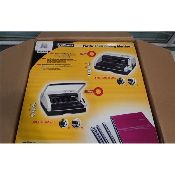 Fellowes PB2450 Plastic Comb Binding Machine New in Box