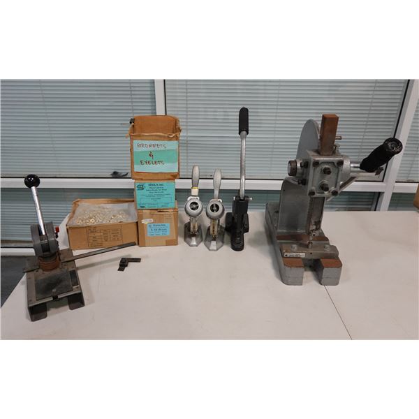Qty 2 Bates Hand-Operated Presses, Arbor Press, Grommets & Eyelets, etc