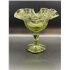 Image 1 : Vintage Fenton Light Green Pedestal Compote. Approx. 6 Inches Tall