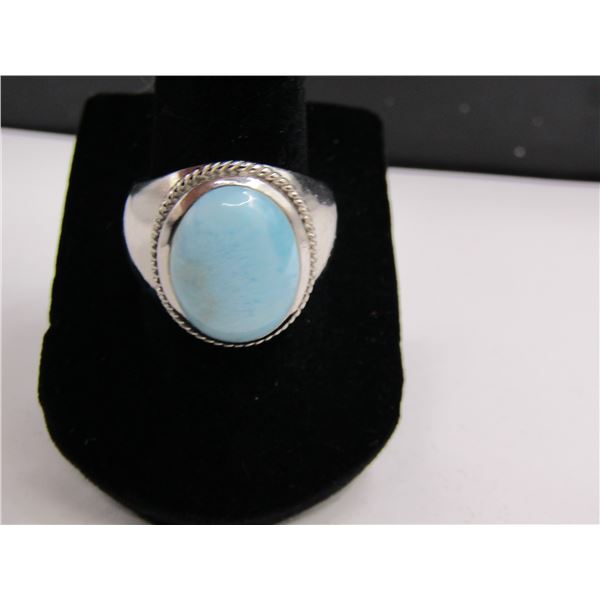 Size 9 Sterling Silver Larimar Gemstone Ring