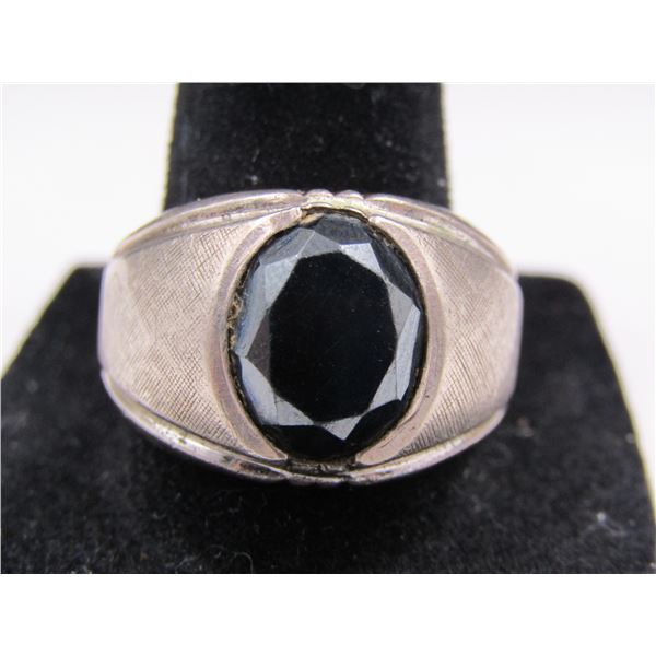 Sterling Silver Size 11 Vintage Joseph Esposito Art Deco Hematite Ring