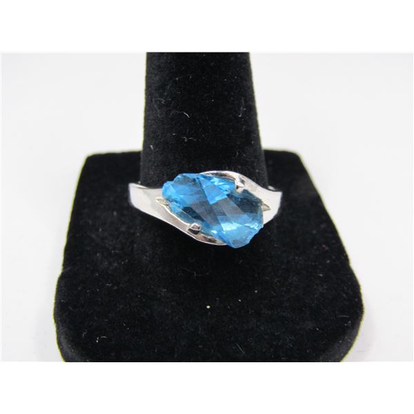 Size 8.75 Blue Topaz Sterling Silver Ring