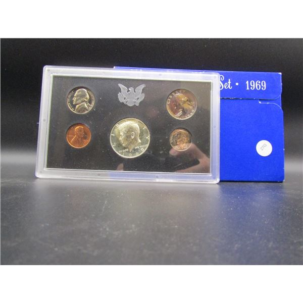 1969-S US Mint Proof Set. OGP. Contains 40% Silver Kennedy 50c