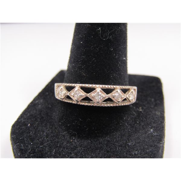 Sterling Silver Size 9.5 Diamond Design Ring