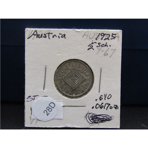 1925 Austria Silver Half Shilling