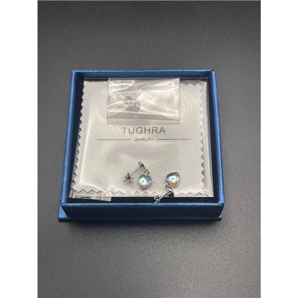 Sterling Silver Heart Shaped Dangle Earrings, NEW by Tughra Silver Co.