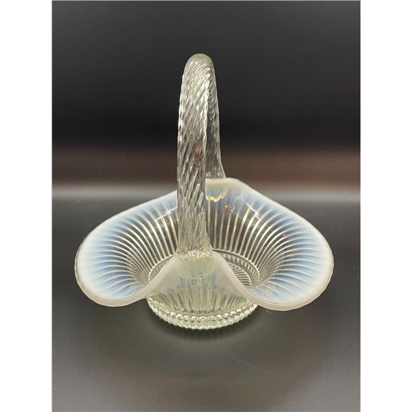 Vintage Fenton Sheffield French Opalescent Glass Basket 7"