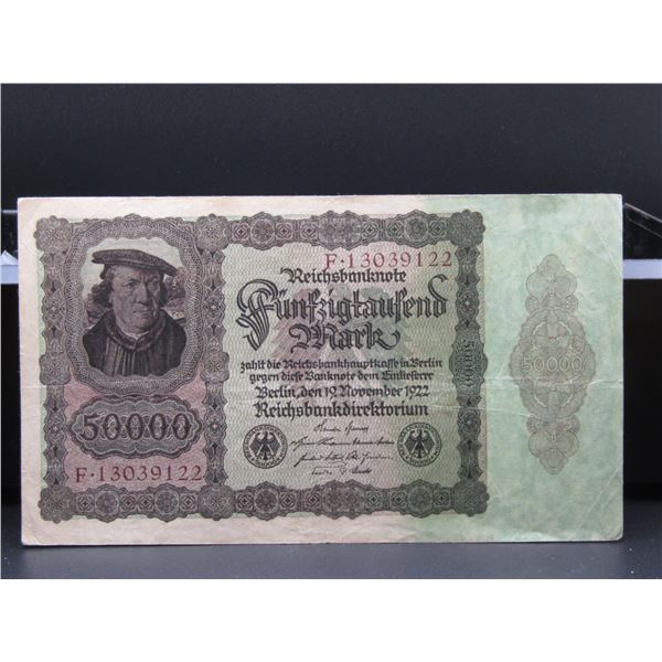 1922 Germany 500000 Reichsbanknote. Tough Post WWI Foreign Currency