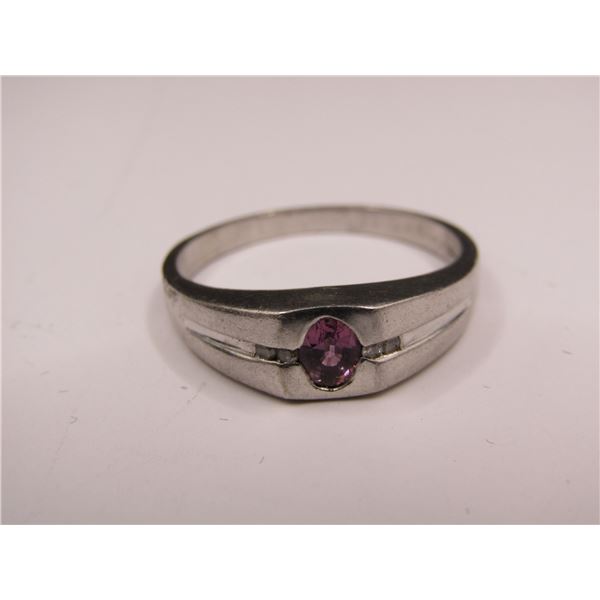 Sterling Silver Size 12 Vintage Pink Amethyst Ring