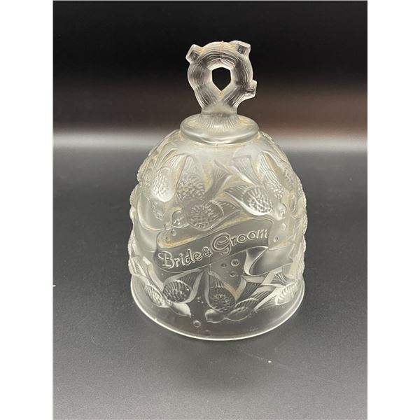Vintage Fenton Bride and Groom Frosted Glass Bell 5"