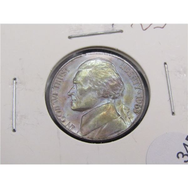 1963 Jefferson Nickel, Rainbow Toned, High Grade