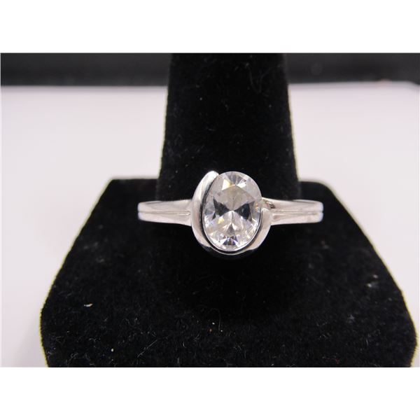Sterling Silver Size 10 Oval CZ Ring