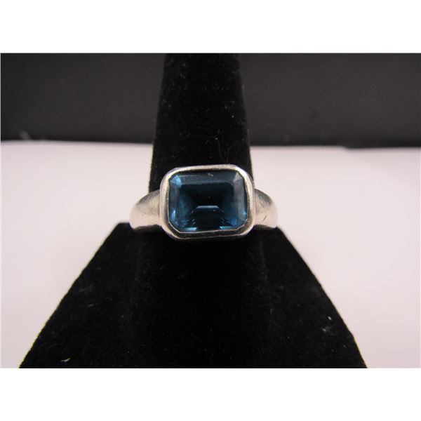 Sterling Silver Size 7 Blue Aquamarine Blue Gemstone Ring