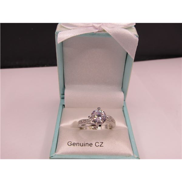Sterling Silver Size 7 Genuine CZ Ring. NEW
