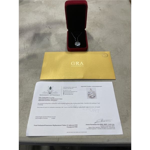 20.00 CT GRA CERTIFIED ROUND BRILLIANT CUT MOISSANITE STONE VVS D COLOR SET IN 6 CLAW HEAD SET IN 92