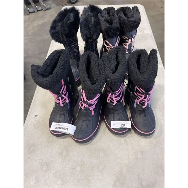 4 NEW SIZE 13 GIRLS WINTER BOOTS