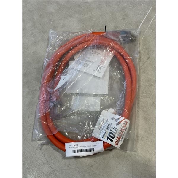 NEW ORANGE INDOOR OUTDOOR 10FTFT HEAVY DUTY LIGHTED EXTENSION CORD, 10AWG, 3 WIRE