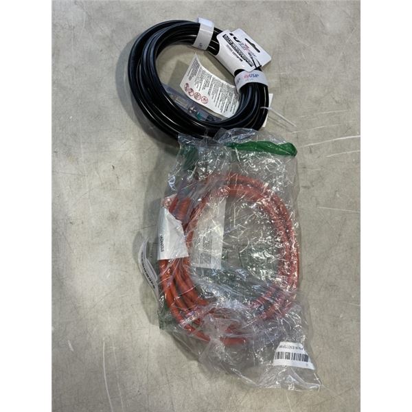2 NEW ORANGE AND BLACK INDOOR OUTDOOR 10FTFT HEAVY DUTY LIGHTED EXTENSION CORD, 12AWG AND 14AWG, 3 W