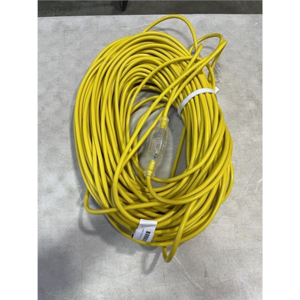 NEW YELLOW INDOOR OUTDOOR 200FT HEAVY DUTY LIGHTED EXTENSION CORD, 16AWG, 3 WIRE