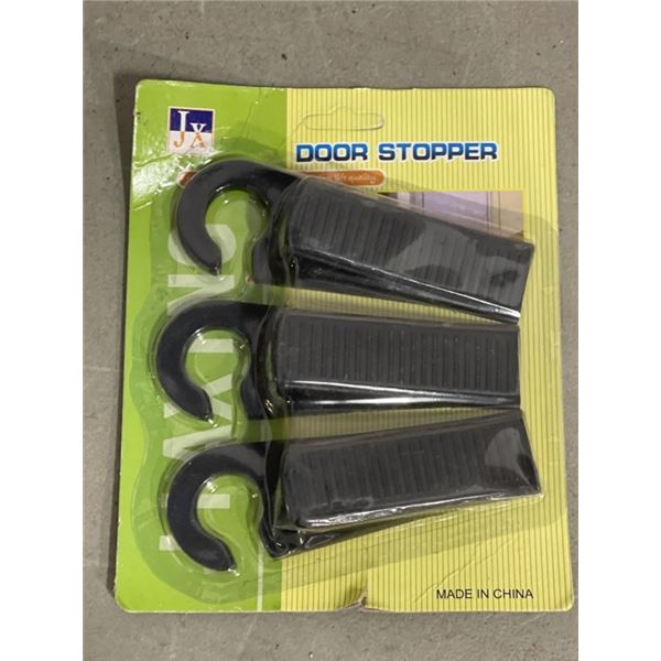 BOX OF NEW DOOR STOPPERS WITH STAGING HOOKS